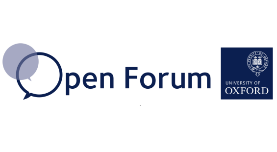 Graphic with text 'Open Forum' and University of Oxford logo